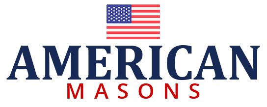 Logo: "AMERICAN" in blue above "MASONS" in red, with an American flag on top.