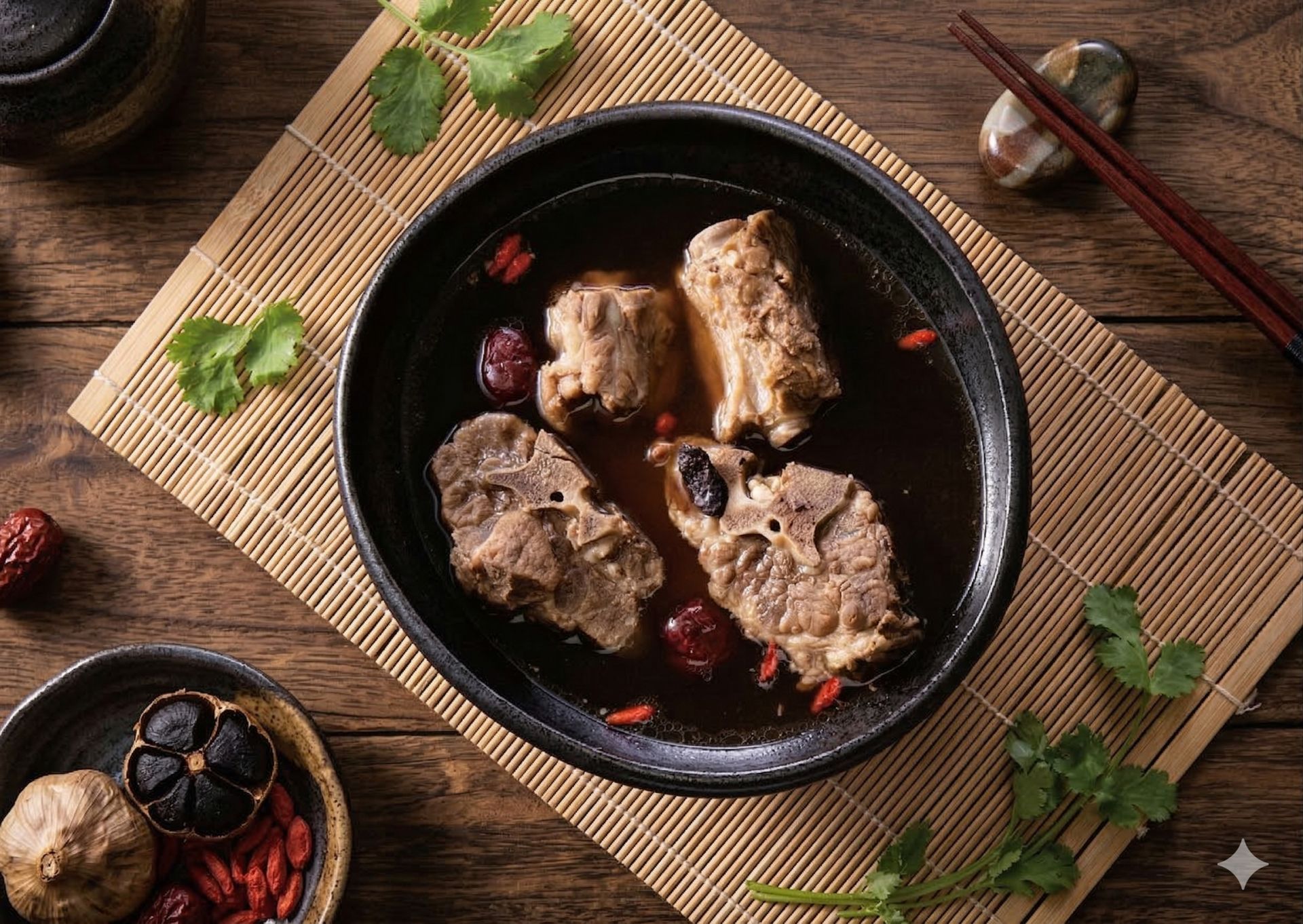 黑蒜肉排骨茶