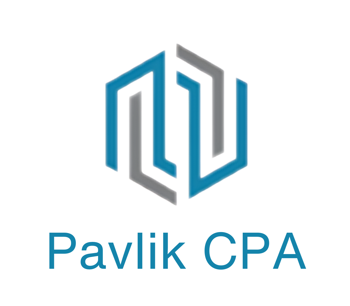 A blue and gray logo for pavlik cpa