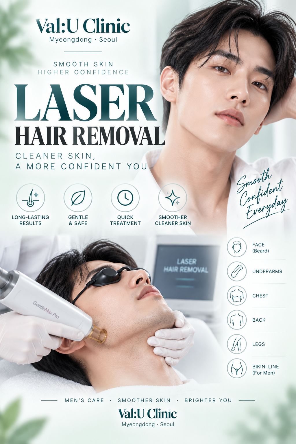 Men Face Laser Hair Removal treatment at Val:U Clinic Myeongdong Men Face Laser Hair Removal treatment at Val:U Clinic Myeongdong
