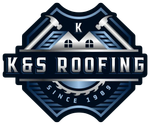 K&S Roofing logo in blue and silver with a roof and “Since 1989” badge