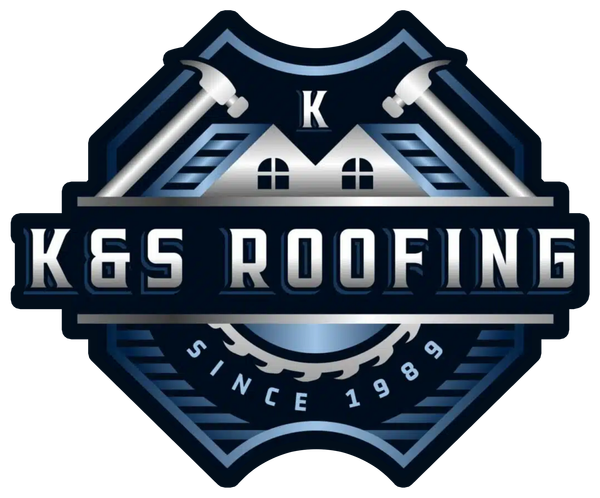 K&S Roofing logo in blue and silver with a roof and “Since 1989” badge