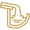 Gold outline of a bulldozer icon on a white background