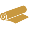 Roll of tan flooring or carpet material with a rolled edge on a white background