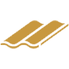 Gold abstract logo with two diagonal bars and a wavy underline on a white background