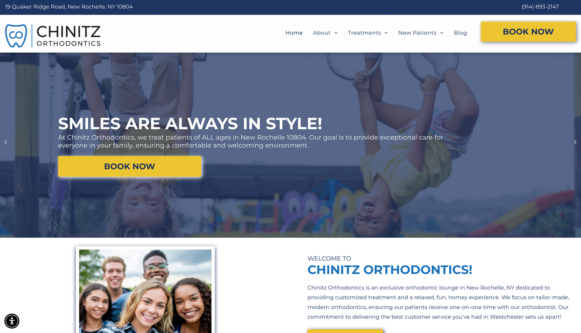 A screenshot of the website for chinitz gymnastics.