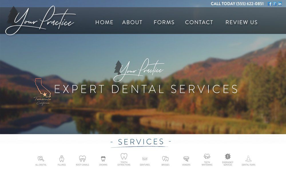 A screenshot of the website for lxperi dental services