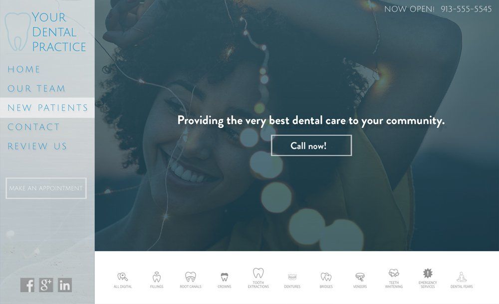A screenshot of a website for a dental practice.