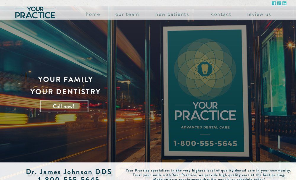 A screenshot of a website for a dentist 's office.