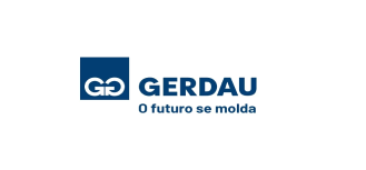 Um logotipo azul e branco para uma empresa chamada gerdau o futuro se molda.