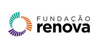 O logotipo da fundação renova tem um círculo colorido de arco-íris no meio.