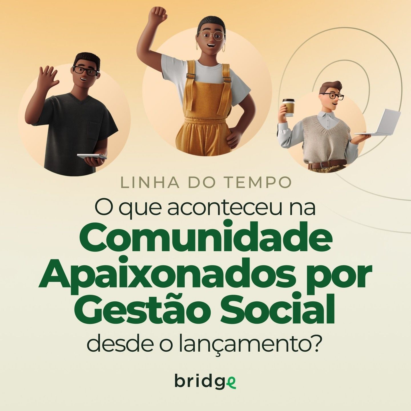 Brigite e personagens da Bridge e um titulo sobre o que aconteceu na Comunidade 