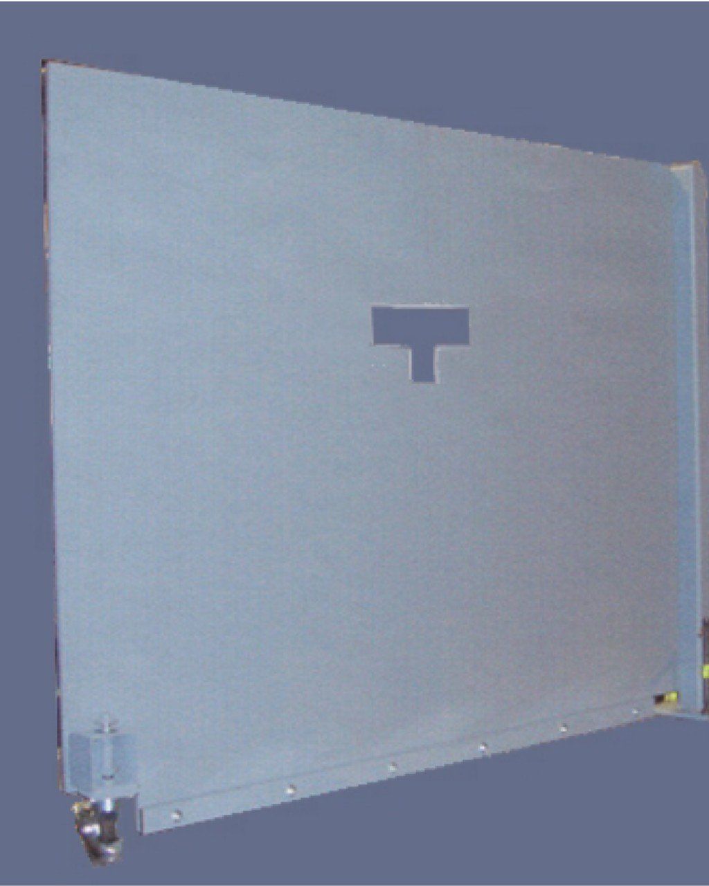 NIJ Level IV Swinging fighting position w/t-slot GP, continuous hinge, caster and slide bolt.