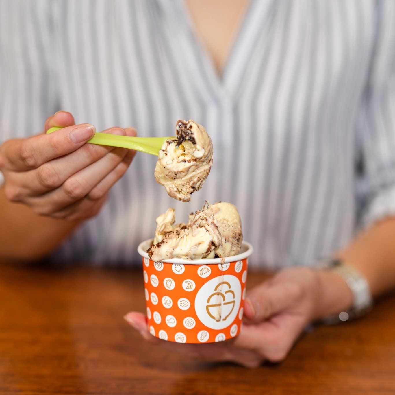 Woman Eating Gelato — Quench Juice Bar in Fortitude Valley, QLD