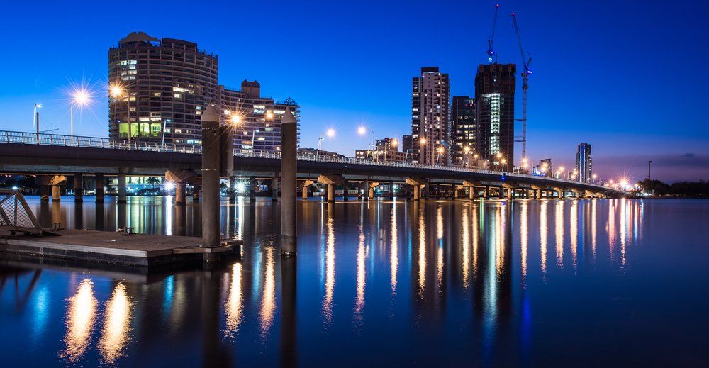 Long Exposure Of The Southport City Skyline — Quench Juice Bar in Fortitude Valley, QLD