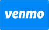 Venmo logo on a blue background with white text
