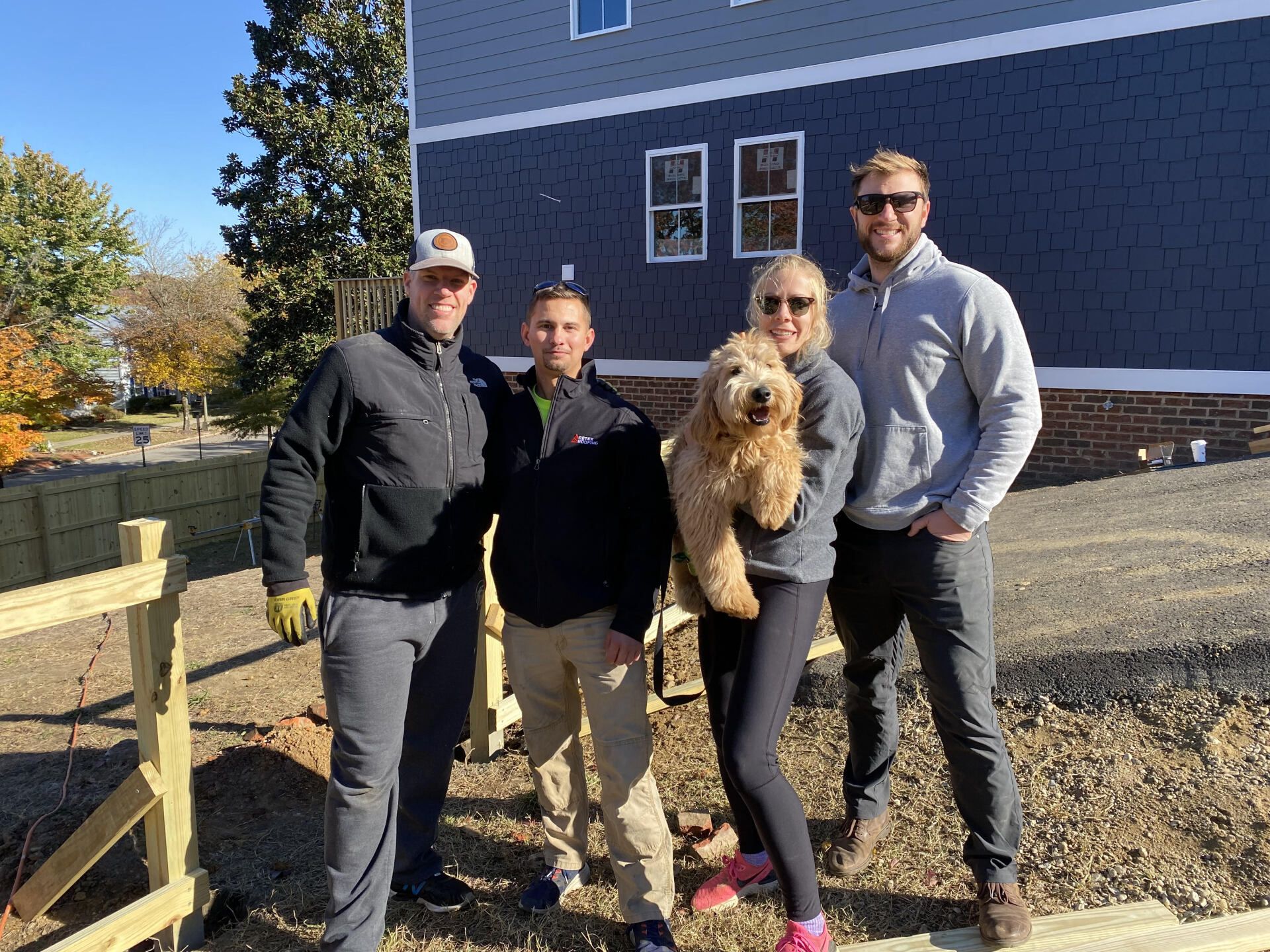 RETEX’s Mark Erickson, Caleb Kammerling, Albus, Katelyn & Josh Lewis volunteering with Richmond Habitat for Humanity.