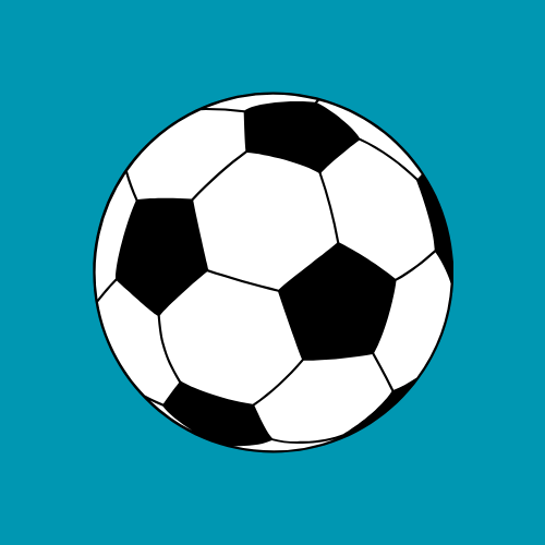 Black and white soccer ball on a teal background