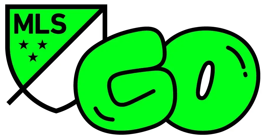 Green “MLS GO” logo with bold black outline and a small green-and-white shield icon