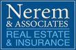 Nerem & Associates logo on blue background, real estate and insurance agency