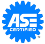 A blue logo that says ' ase certified ' on it