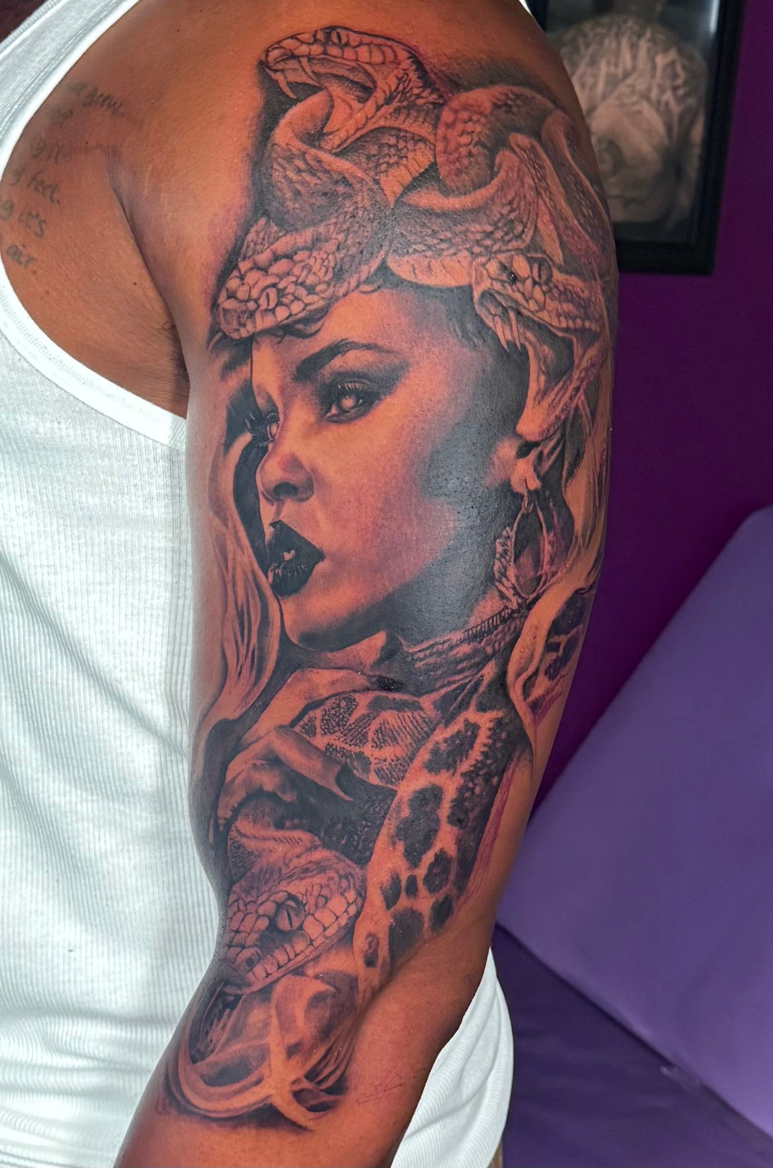 Charlotte NC tattoo artist, custom tattoos Charlotte NC, tattoos on melanated skin, black and grey realism tattoo,