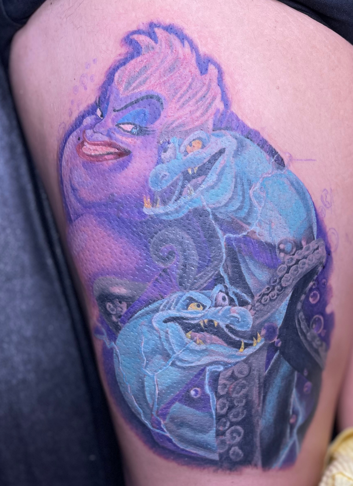 Charlotte NC tattoo artist, Disney tattoos Charlotte NC, tattoos on melanated skin, black and grey realism tattoo,