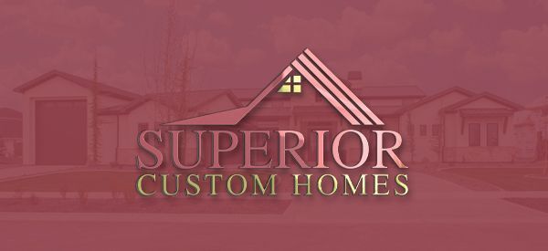 The logo for superior custom homes shows a house with a roof.