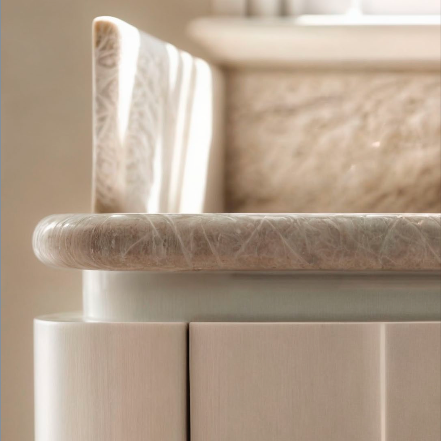 A close up of a marble counter top in a kitchen