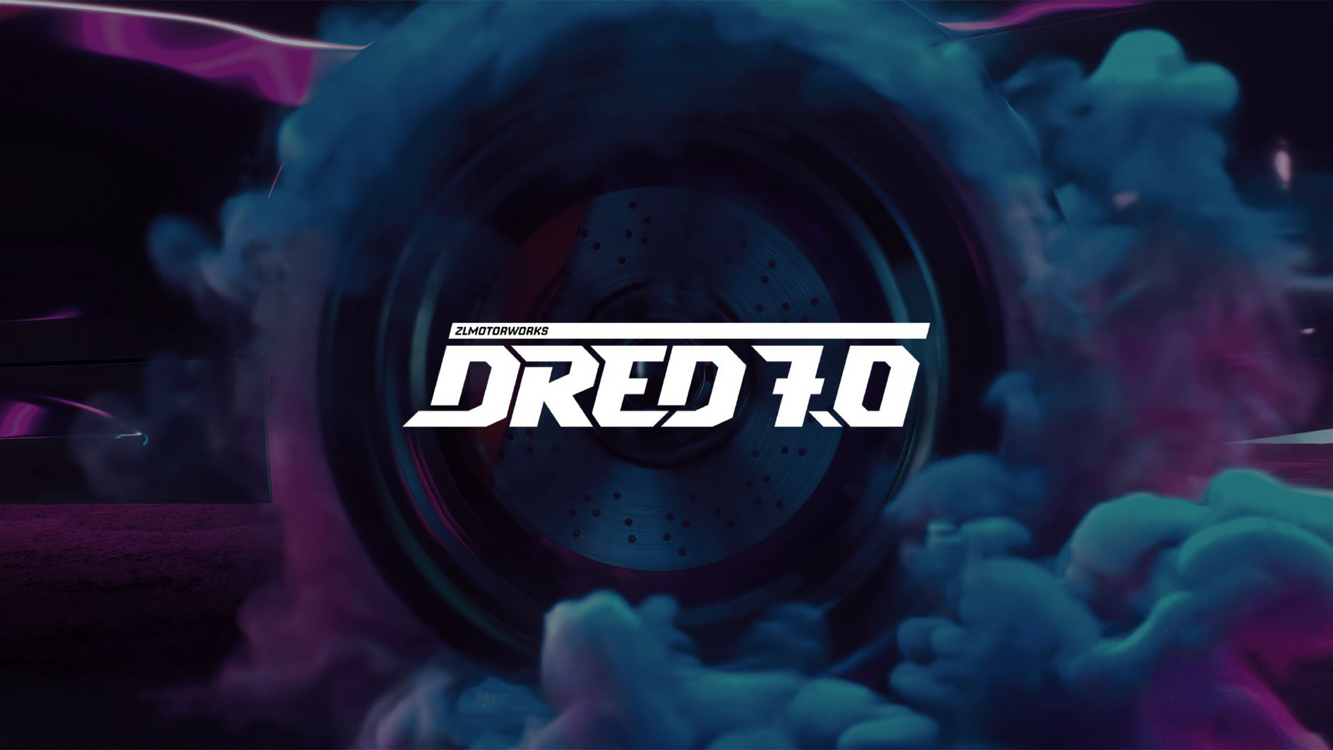 Bold white “DRED10” logo centered on a dark smoky background with blue and purple clouds.