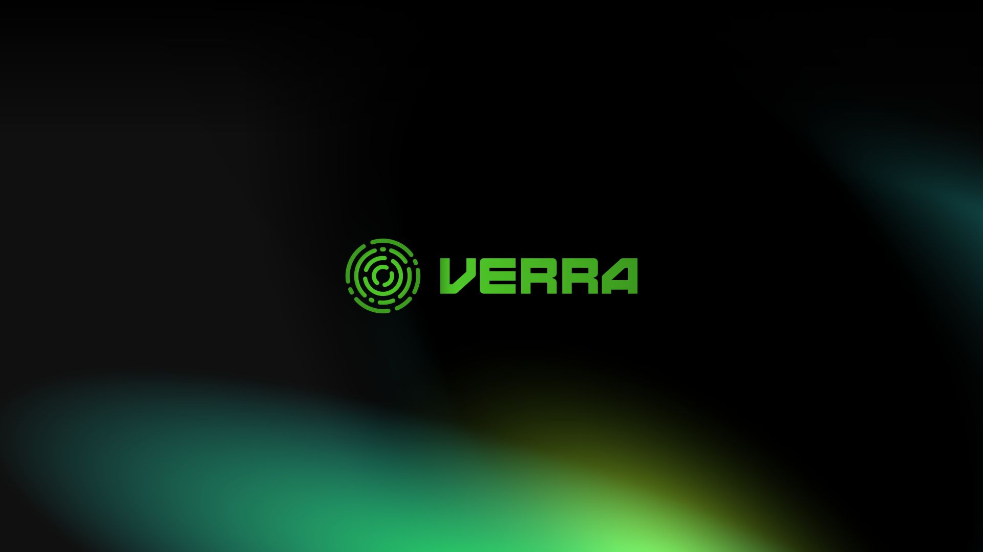 Green VERA logo centered on a black background with teal and lime light streaks.