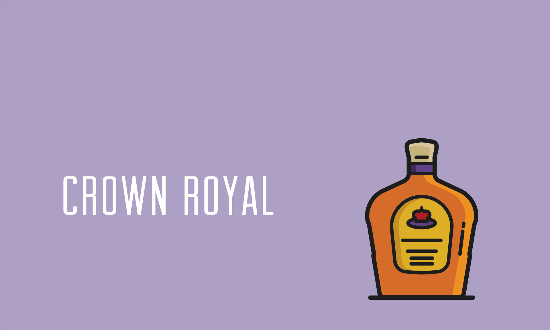 Crown Royal logo with a bottle on a lavender background