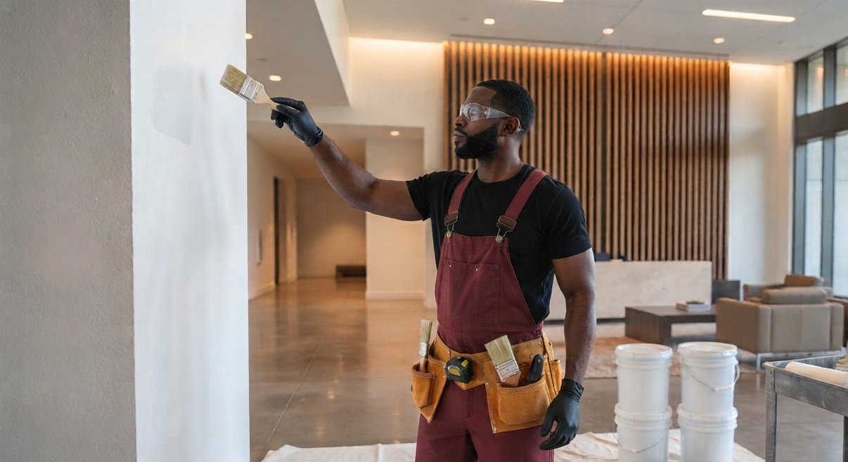 Professional commercial painter from Hanford Painters at work