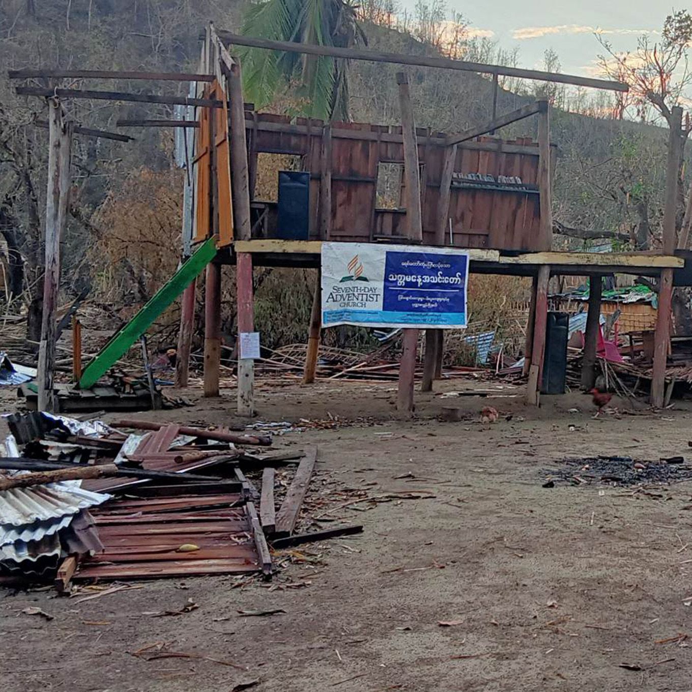 Cyclone Mocha heavily damaged the church in Minyaung village.