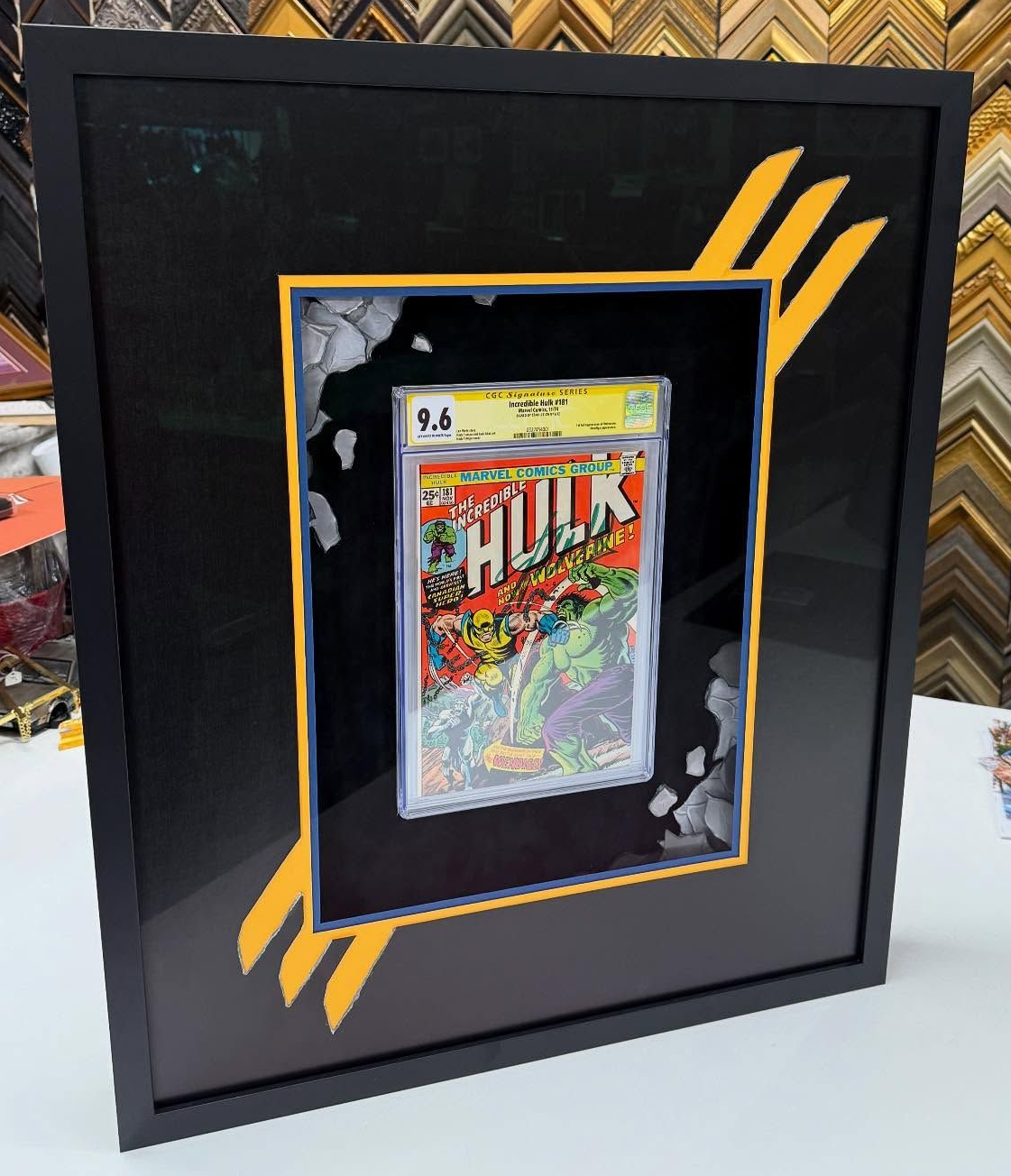 Handcrafted comic book framing with conservation matting, made in Western MA