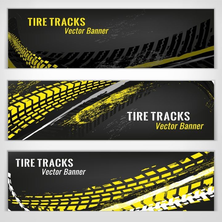 A Set of Three Banners With Tire Tracks on Them — Sign Media Solutions in Ballina, NSW