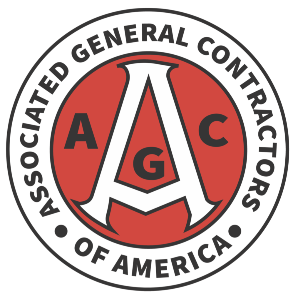 Associated General Contractors of America logo with red circle, white border, and black text