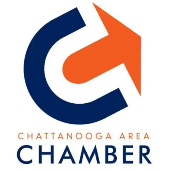 Chattanooga Area Chamber logo with blue and orange stylized C and arrow icon