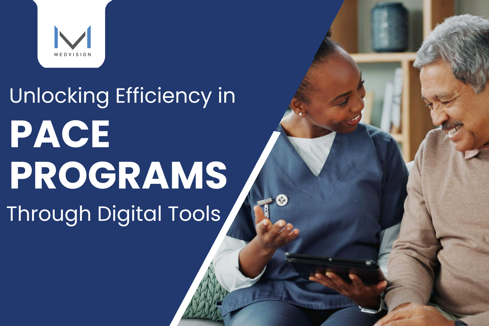 A caregiver uses the PACE program patient care coordination software to provide the best care possible.