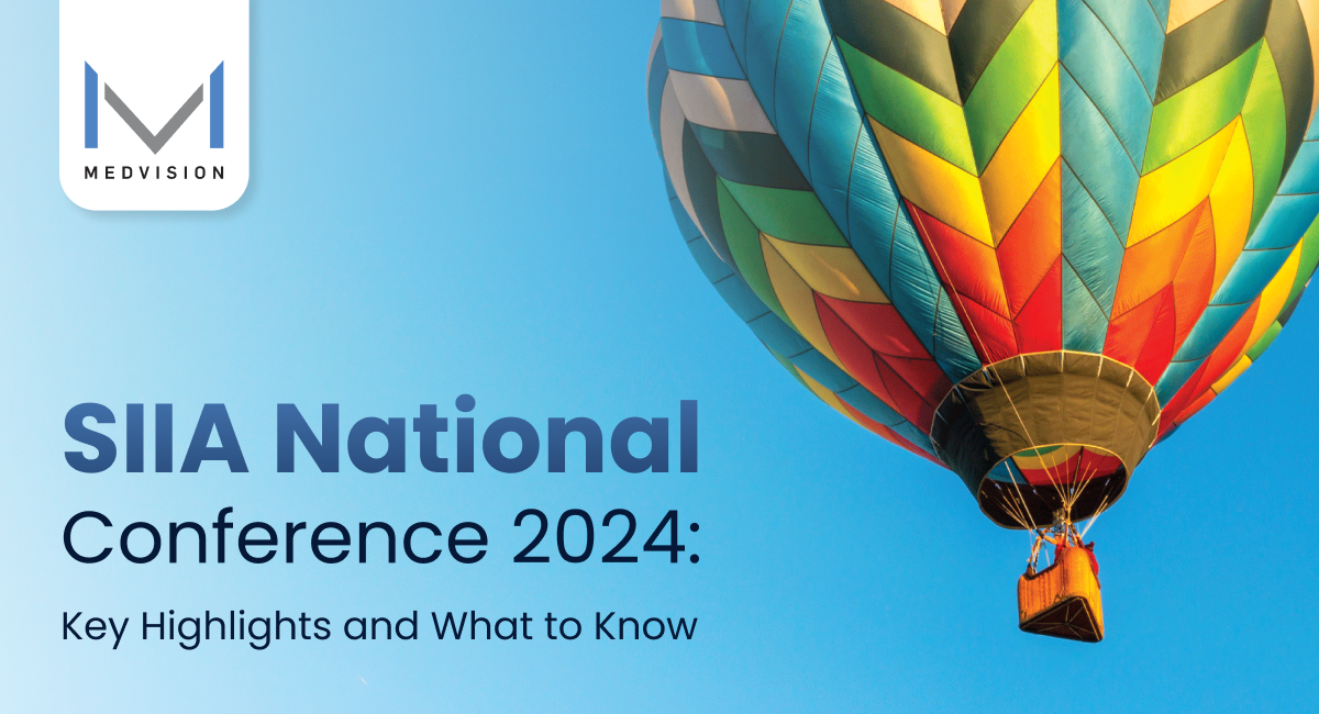 Colorful hot air balloon against a clear sky with MedVision logo 