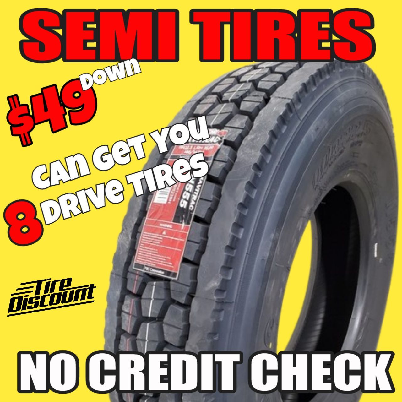 Alabama Commercial Semi Tires No Credit Check Financing 18-WHEELER HEAVY-DUTY BIG-RIG SEMI TRUCKING TIRES, Alabama - CHEAP SEMI SEMI-TRACTOR-TRAILER
