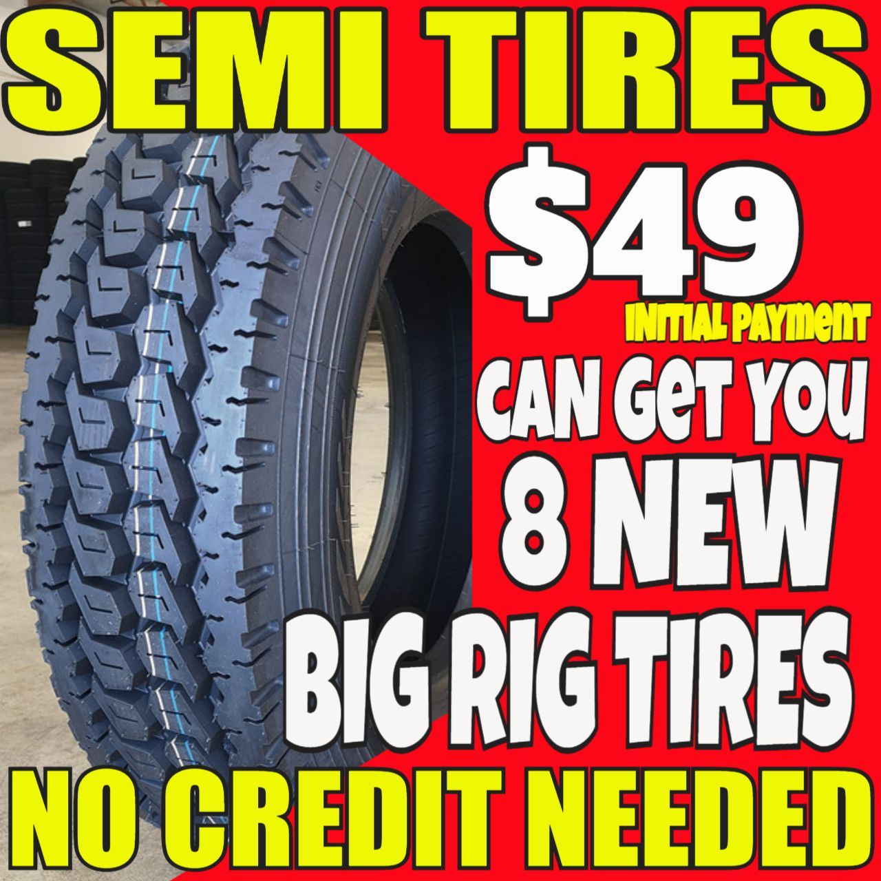 COMMERCIAL SEMI TRUCK TIRES in Huntsville, AL. 18-WHEELER HEAVY-DUTY BIG-RIG TRUCKING TIRES, Huntsville, AL CHEAP TRACTOR-TRAILER AUTO VEHICLE TIRES NO CREDIT FINANCING