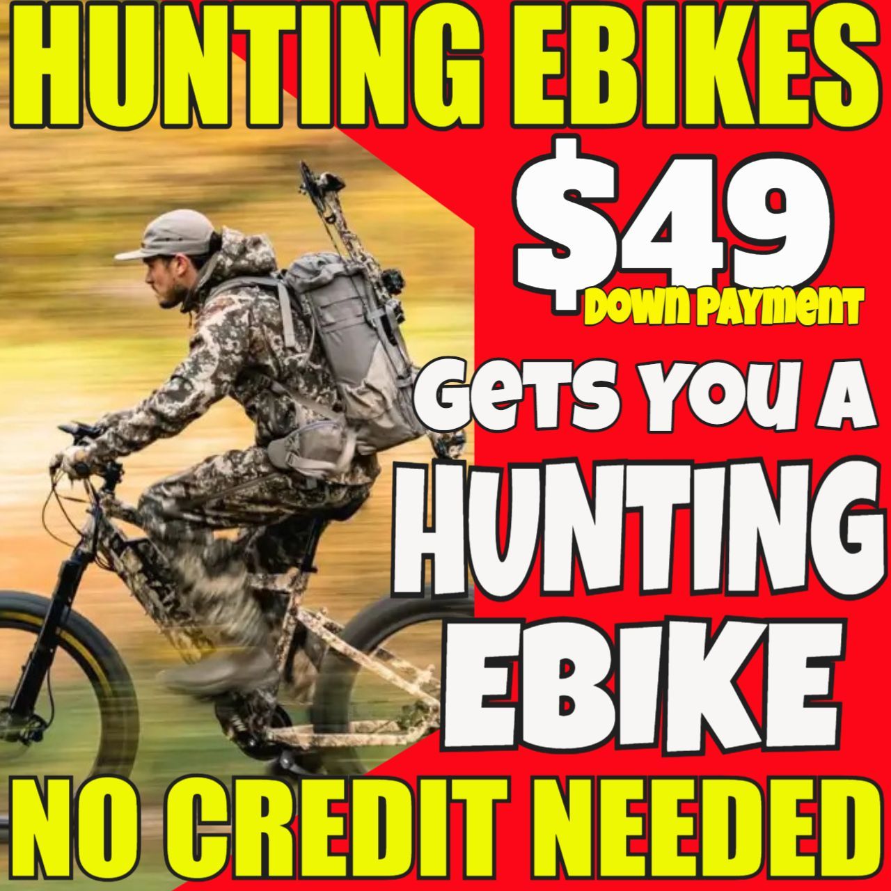 EBIKES FOR HUNTING Sioux Falls, SD NO CREDIT FINANCING + 90-DAY OPTION DISCOUNT ELECTRIC HUNTING BIKES HIGHEST QUALITY - FREE SHIPPING - CLICK NOW TO FINANCE