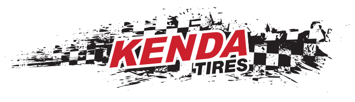 a black and red logo for kenda tires on a white background .