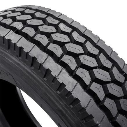 A close up of a Sotera STD-1 Plus Drive Tire on a white background.
