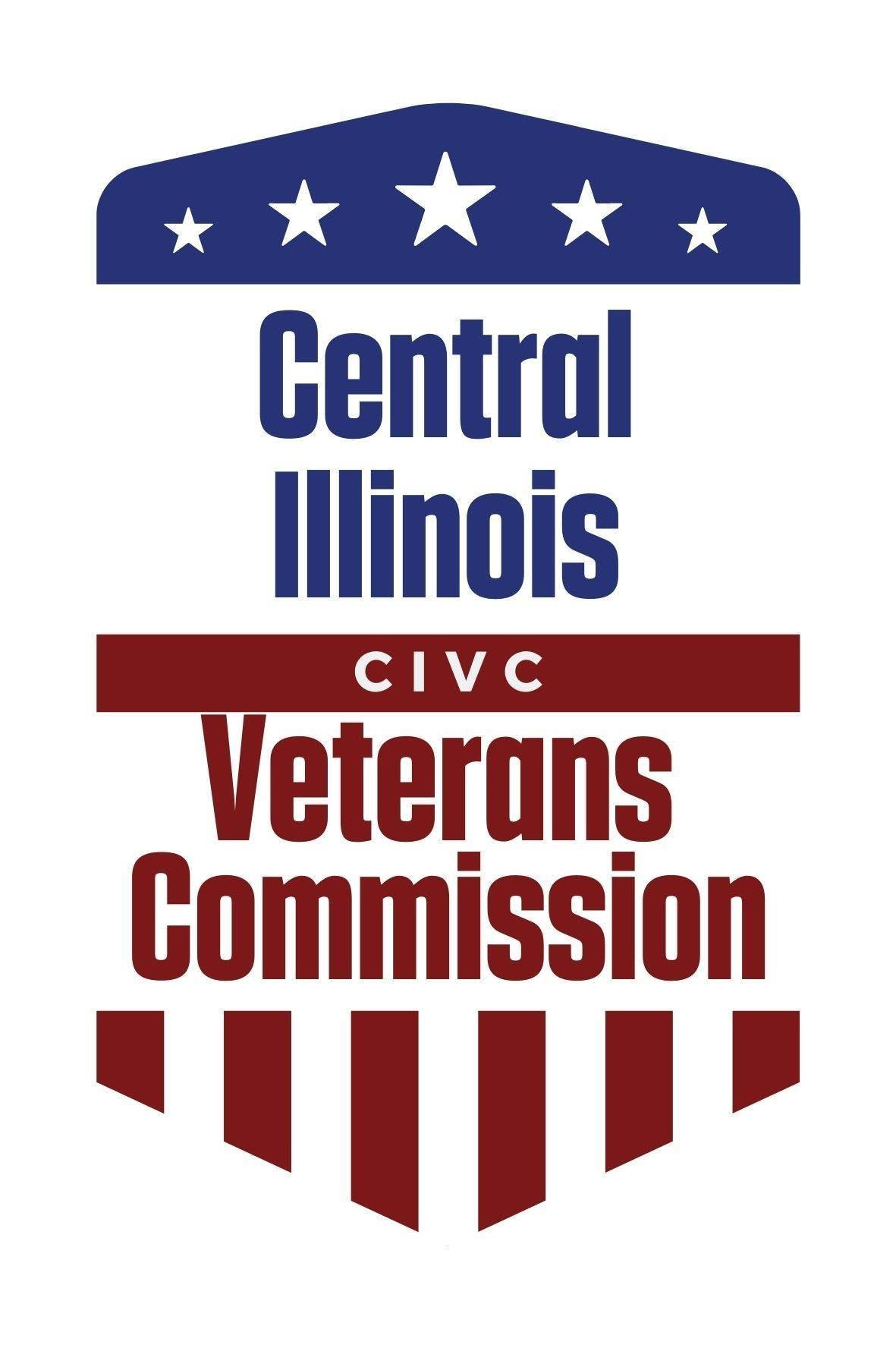 Central Illinois CVIC Veterans Commission logo in red, white, and blue with stars and shield shape