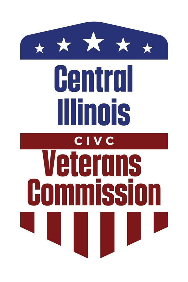 Central Illinois CVIC Veterans Commission logo in red, white, and blue with stars and shield shape