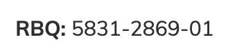 RBQ : 5831-2869-01, texte noir sur fond blanc.