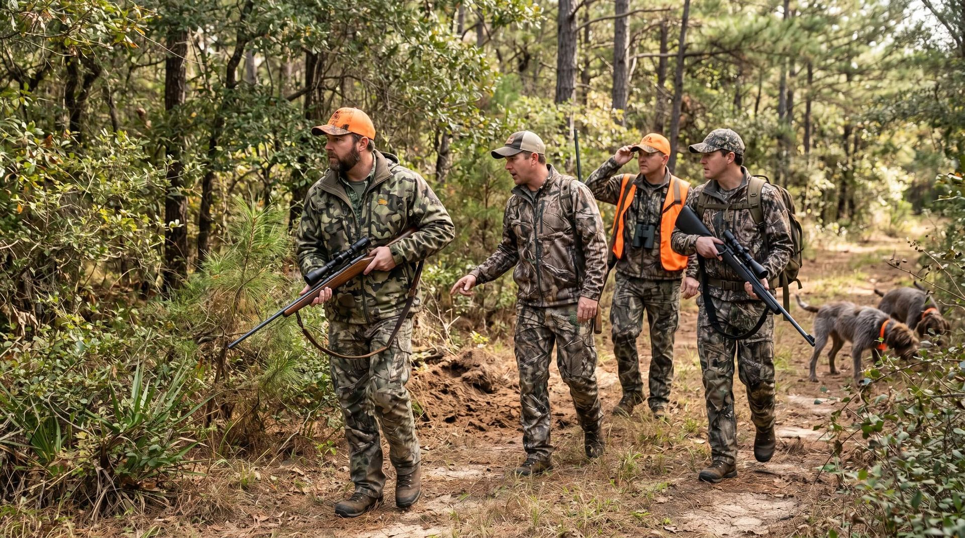 Group of riflemen hunting during the day