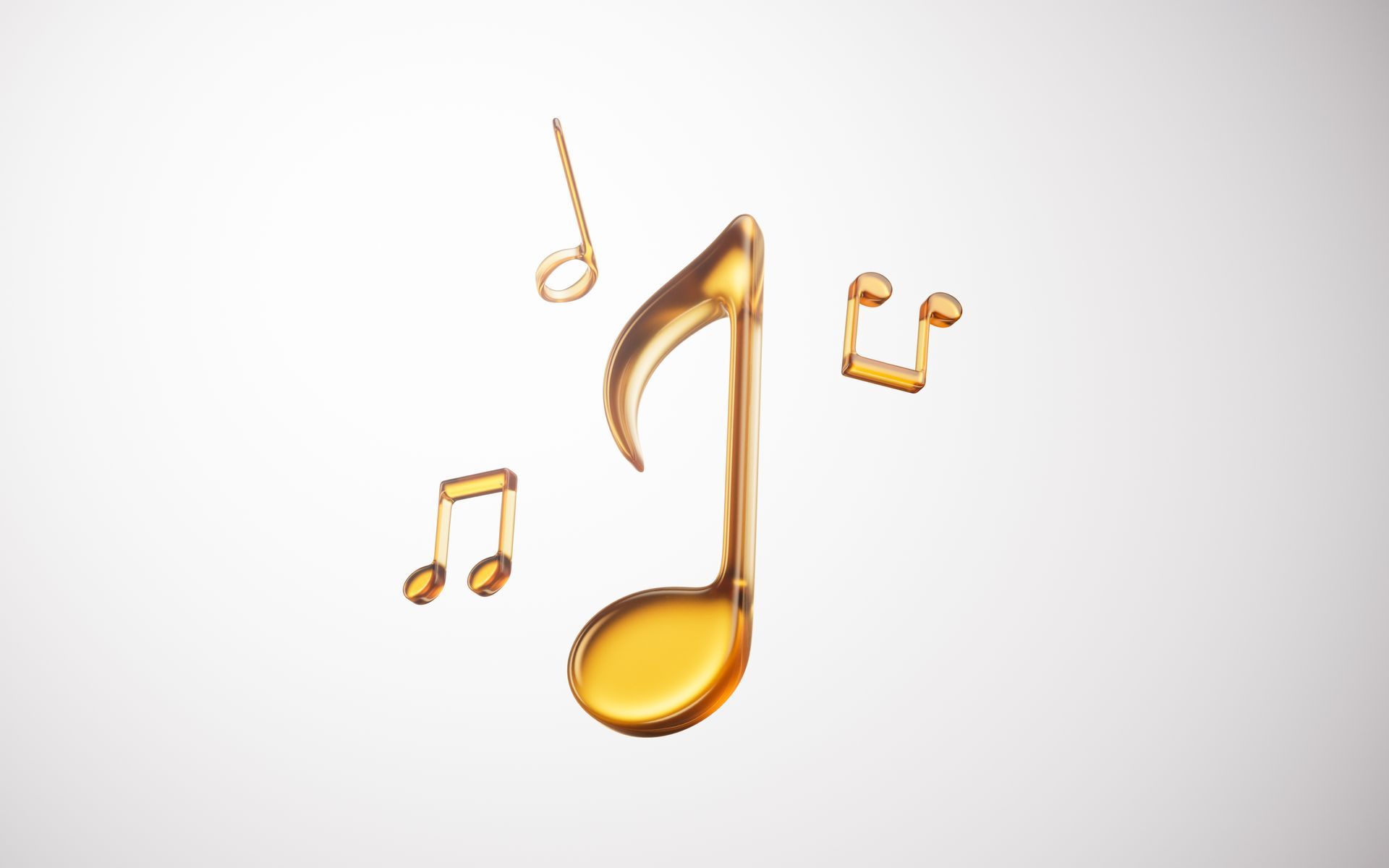 A treble clef and music notes on a white background